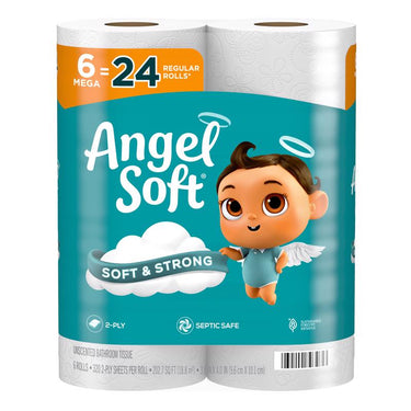 Angel Soft Toilet Paper 6 Rolls 320 sheet 1280 in.