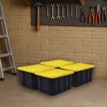 Ramtuff 2 gal Black/Yellow Storage Tote 6.76 in. H X 8.36 in. W X 12.8 in. D Stackable