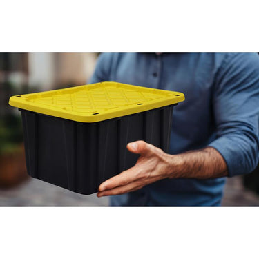 Ramtuff 2 gal Black/Yellow Storage Tote 6.76 in. H X 8.36 in. W X 12.8 in. D Stackable