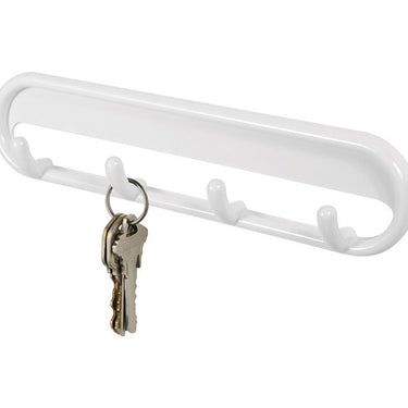 iDesign 8 in. L White Plastic Medium Multi-Purpose 4-Hook Rack 1 pk