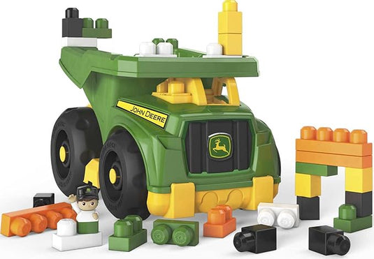 MEGA BLOKS Fisher-Price Building Toy Blocks John Deere Dump Truck (25 Pieces) For Toddler
