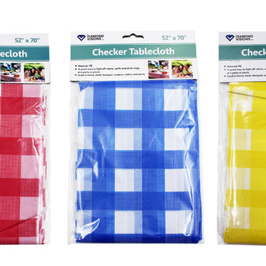 Diamond Visions Assorted Checkered Vinyl Disposable Tablecloth 72 in. L X 52 in. W