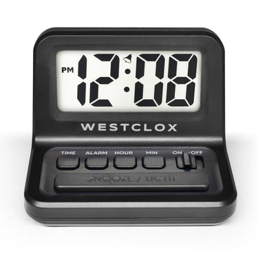 Westclox 0.8 in. Black Travel Alarm Clock Digital