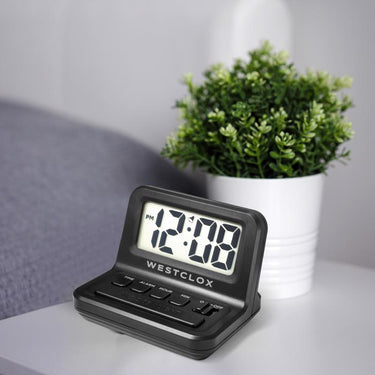 Westclox 0.8 in. Black Travel Alarm Clock Digital
