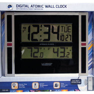 La Crosse Technology 11 in. L X 1.10 in. W Indoor and Outdoor Contemporary Digital Atomic Wall Clock