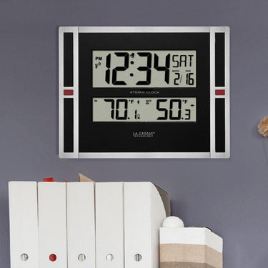 La Crosse Technology 11 in. L X 1.10 in. W Indoor and Outdoor Contemporary Digital Atomic Wall Clock