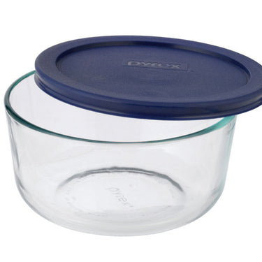 Pyrex 6 in. Round Glass Dish with Lid Blue/Clear