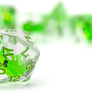 FanRoll Dragon StormTM Inclusion Resin Dice Set: Green Dragon