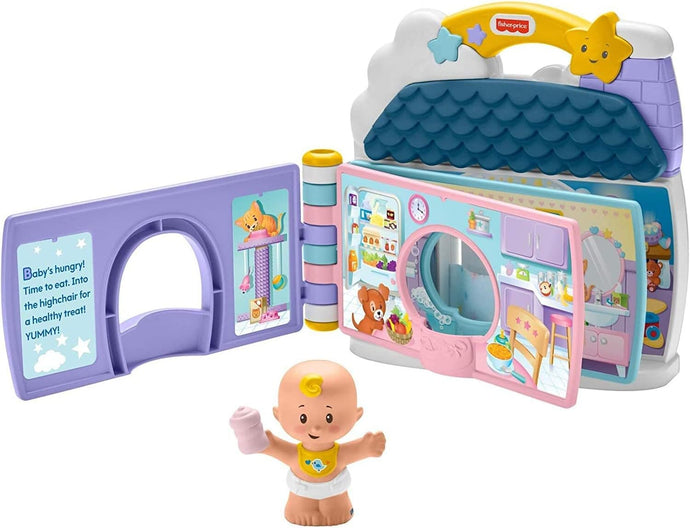 Fisher-Price Little People Baby's Day Story Set, 2 in 1 book and playset with baby figure for toddlers and preschool kids