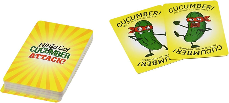 Load image into Gallery viewer, Ninja Cat Cucumber Attack! Card Game - Fast-Paced Slap-Happy Game of Weapon-Wielding Ninja Cats, Fun for Family Game Night, Ages 5+, 2-4 Players, 13-30 Minute Playtime, Made
