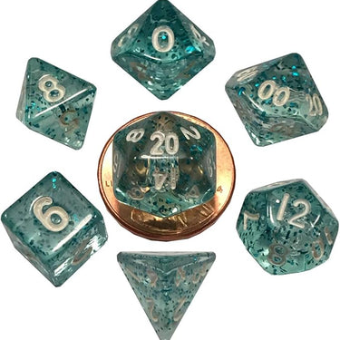 Ethereal Light Blue 10mm Mini Polyhedral Dice Set
