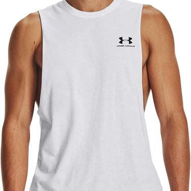 Under Armour Left Chest Cut-Off Men's Tank (White/Black) Size L