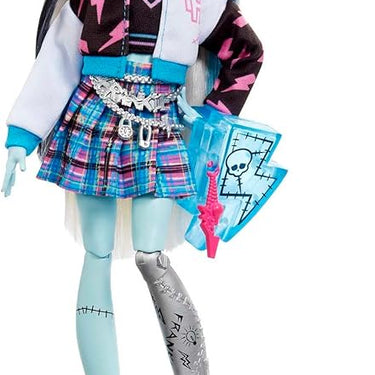 Monster High Doll, Frankie Stein with Blue & Black Streaked Hair in Signature Look with Fashion Accessories & Pet Dog Watzie