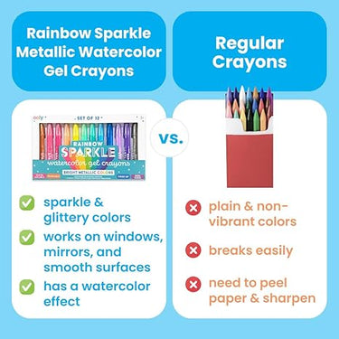 Ooly Rainbow Sparkle Metallic Watercolor Gel Crayons 12 Piece Set