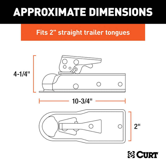 CURT 3500 lb. cap. 2 in. Straight-Tongue Coupler