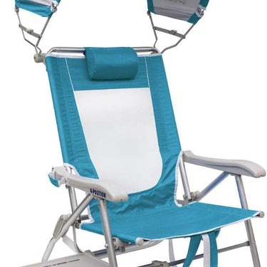 SunShade Big Surf 4-Level Folding Beach Chair with Sun Shade (Saybrooke Blue)
