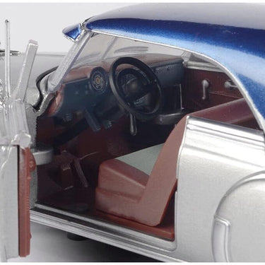 1950 Chevy Bel Air Lowrider Silver Metallic with Blue Metallic Top Get Low Series 1/24 Diecast Model Car