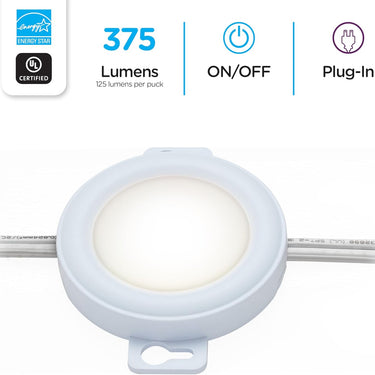 Enbrighten Linkable Plug-in Puck Lights 3-Pack (Black)