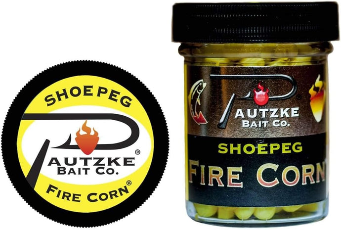 PAUTZKE'S Shoepeg Fire Corn - Effective Fishing Bait for Kokanee Salmon and Trout, Krill Scent Cured Fish Bait, Sweet and Firm Shoepeg Kernels, Ready-to-Use, 1.5 Oz