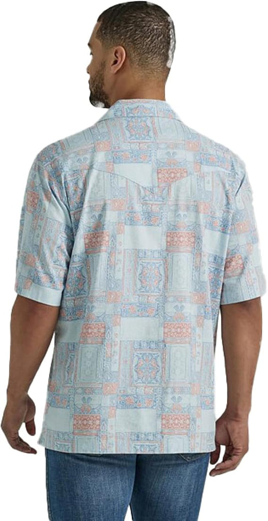 Wrangler Mens XL Light Blue Print Coconut Cowboy Shirt