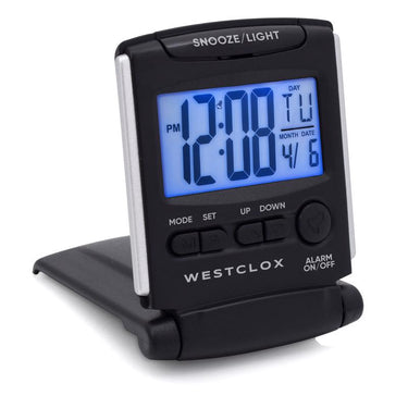 Westclox Black Travel Alarm Clock LCD