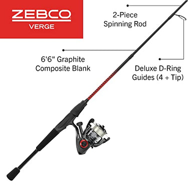 Zebco Verge Spin Combo Rod 6ft 6in Medium Fast 2 Pieces
