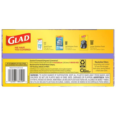Glad ForceFlex 13 gal. Lavender Tall Kitchen Bags Drawstring 40 pk