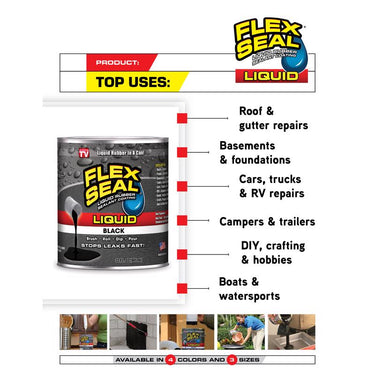 Flex Seal Black Liquid Rubber Sealant Coating 128 fl. oz.