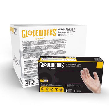 AMMEX Gloveworks Vinyl Disposable Gloves X-Large Clear Powder Free 100 pk