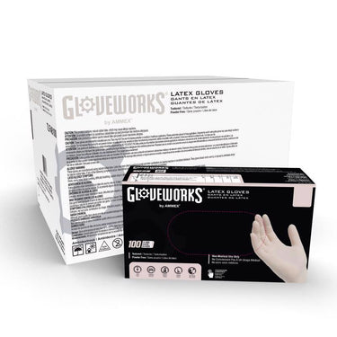 Gloveworks Latex Disposable Gloves X-Large Ivory Powder Free 100 pk