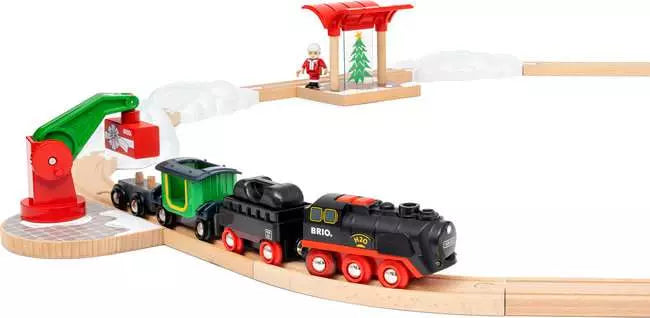 Load image into Gallery viewer, BRIO World Train Set Christmas Steaming Train Set
