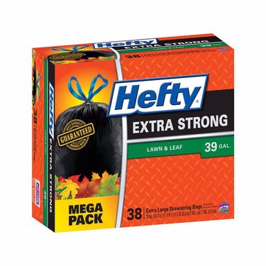 Hefty Extra Strong 39 gal No Scent Lawn and Leaf Bags Drawstring 38 pk