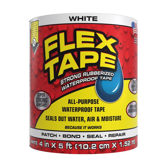Flex Tape 4 in. W X 5 ft. L White Waterproof Repair Tape