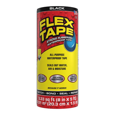 Flex Tape 8 in. W X 5 ft. L Black Waterproof Repair Tape