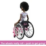 Barbie Fashionistas Doll #194 With Wheelchair & Ramp, Curly Brown Hair, Romper & Accessories