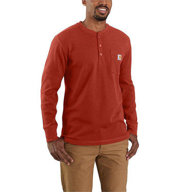 Carhartt Loose Fit Heavyweight Long-Sleeve Pocket Henley T-Shirt (Chili Pepper Heather) Size 3XL