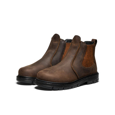 Keen Women's San Jose Chelsea 90° Heel Boot (Aluminum Toe) Cascade Brown/Black 7.5M