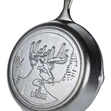 Lodge Wildlife Series-Whitetail Buck Cast Iron Skillet 10-1/4 in. Black