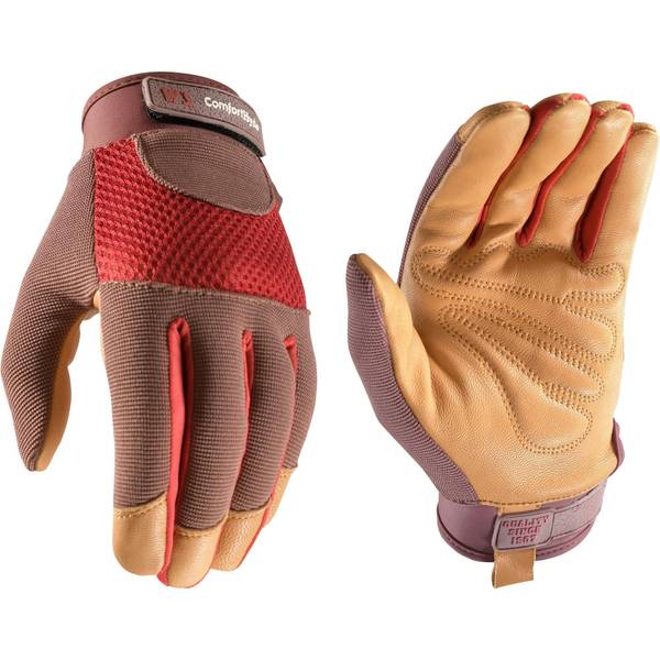 Wells Lamont Women's Breathable ComfortHyde Leather Hybrid Work Gardening Gloves Small