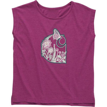 Carhartt Girl's Sleeveless Floral T-Shirt (Magenta Heather) Sizes XS-XL
