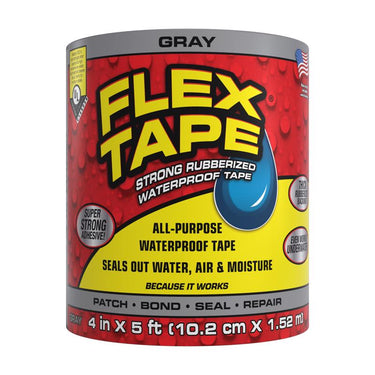 Flex Tape 4 in. W X 5 ft. L Gray Waterproof Repair Tape