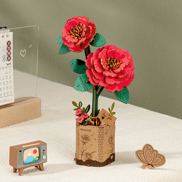 Rowood DIY Wooden Red Camellia