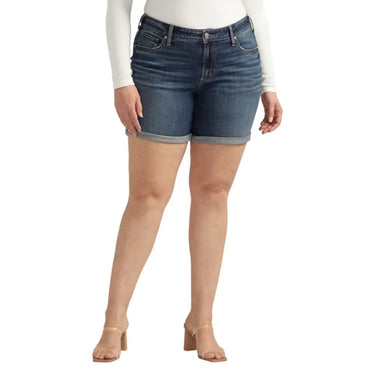 Silver Jeans Co. Boyfriend Rise Power Stretch Jean Shorts (Indigo) Size 20
