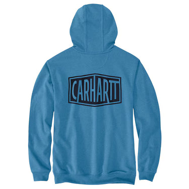 Carhartt Men's Black Fleece Long-Sleeve Solid Hoodie (Horizon Blue Heather) Size S