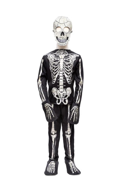 Glow in the Dark Skeleton Shirt, Pants & Mask - Size 7-8