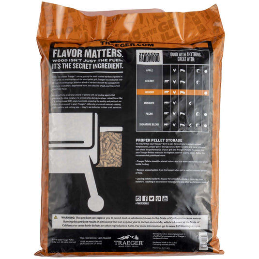 Traeger Premium All Natural Hickory Hardwood Pellets 20 lb