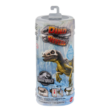 Jurassic World Dino Reveal tube-style pack with hang tab