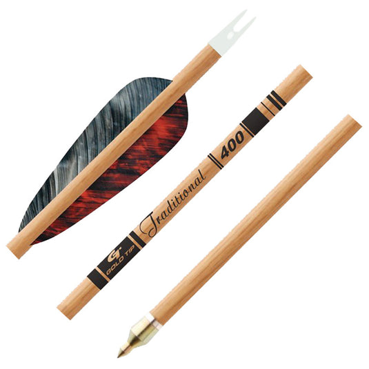 Gold Tip Traditional Arrows 400 4" Feathers (6 Pack)