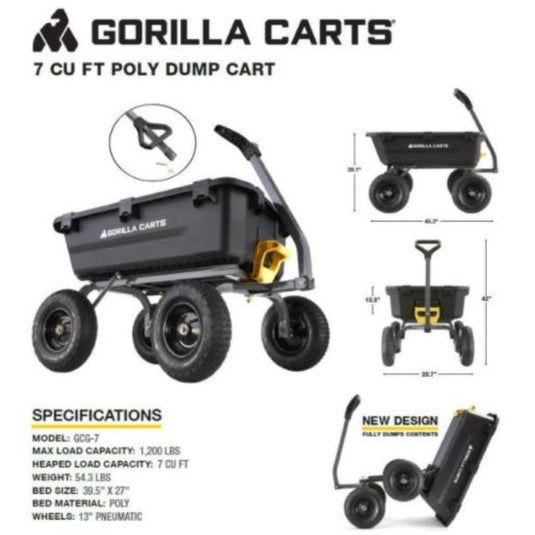 Gorilla Carts Poly Dump Cart 1200 lb. cap.