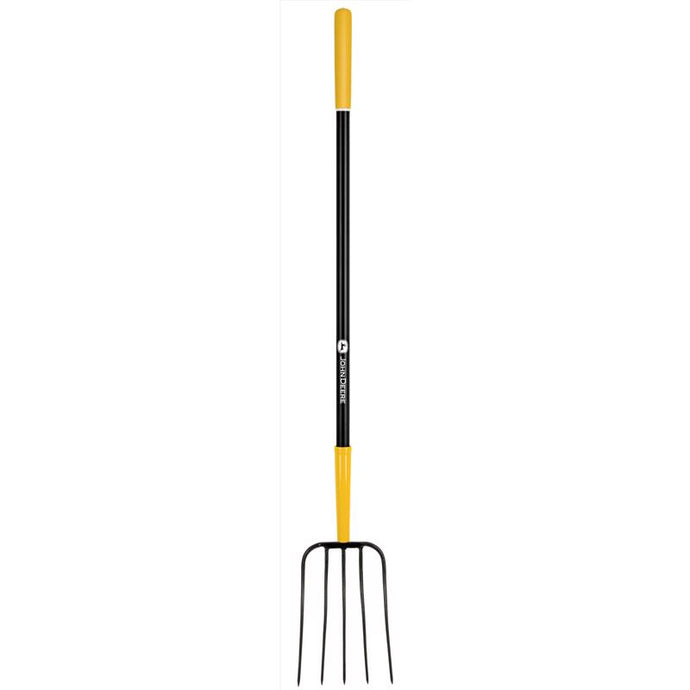 John Deere 5 Tine Steel Manure Fork 48 in. Fiberglass Handle